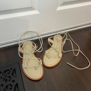 Jcrew light green lace up sandals